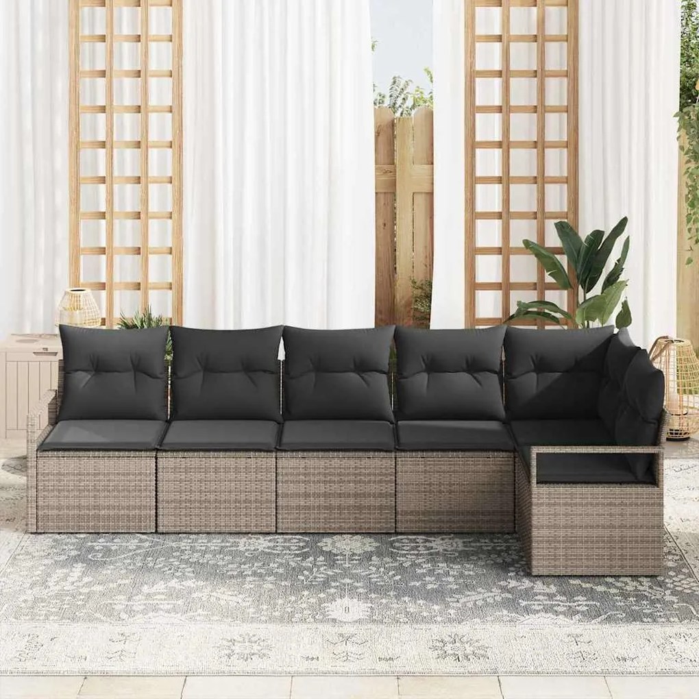 vidaXL Σετ Καναπέ Κήπου 6 pcs Γκρι Πολυ ράταν