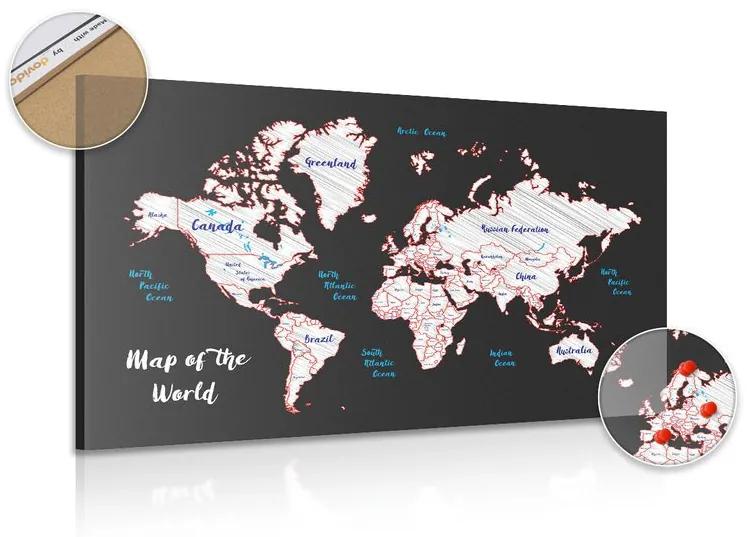 Εικόνα στο φελλό ενός μοναδικού παγκόσμιου χάρτη - 120x80  peg