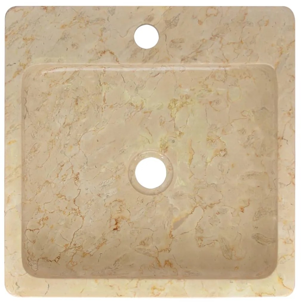 vidaXL Νιπτήρας Κρεμ 40 x 40 x 12 εκ. Μαρμάρινος