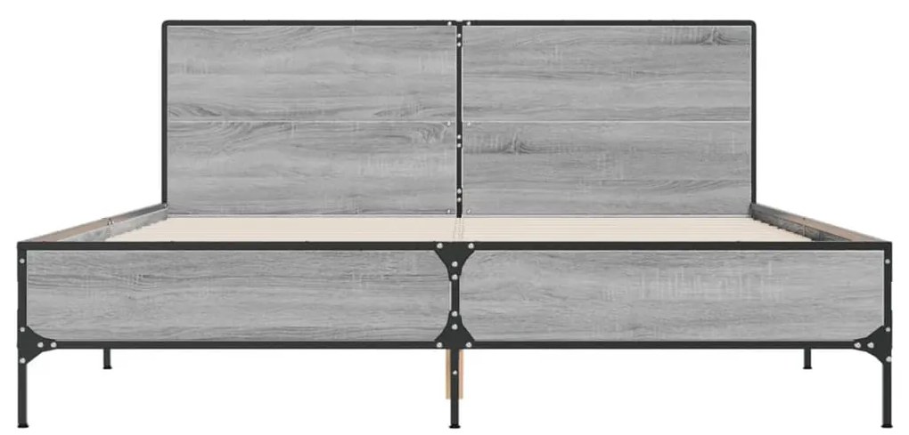vidaXL Πλαίσιο Κρεβατιού Γκρι Sonoma 150x200 εκ. Επεξ. Ξύλο & Μέταλλο