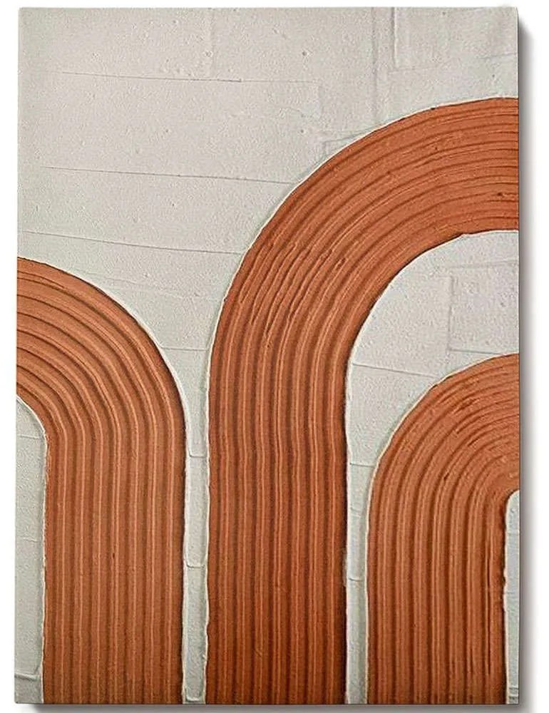 Πίνακας Καμβάς 3D 112RGN1148 70x100cm Light Grey-Orange Wallity Vertical Ξύλο, Καμβάς