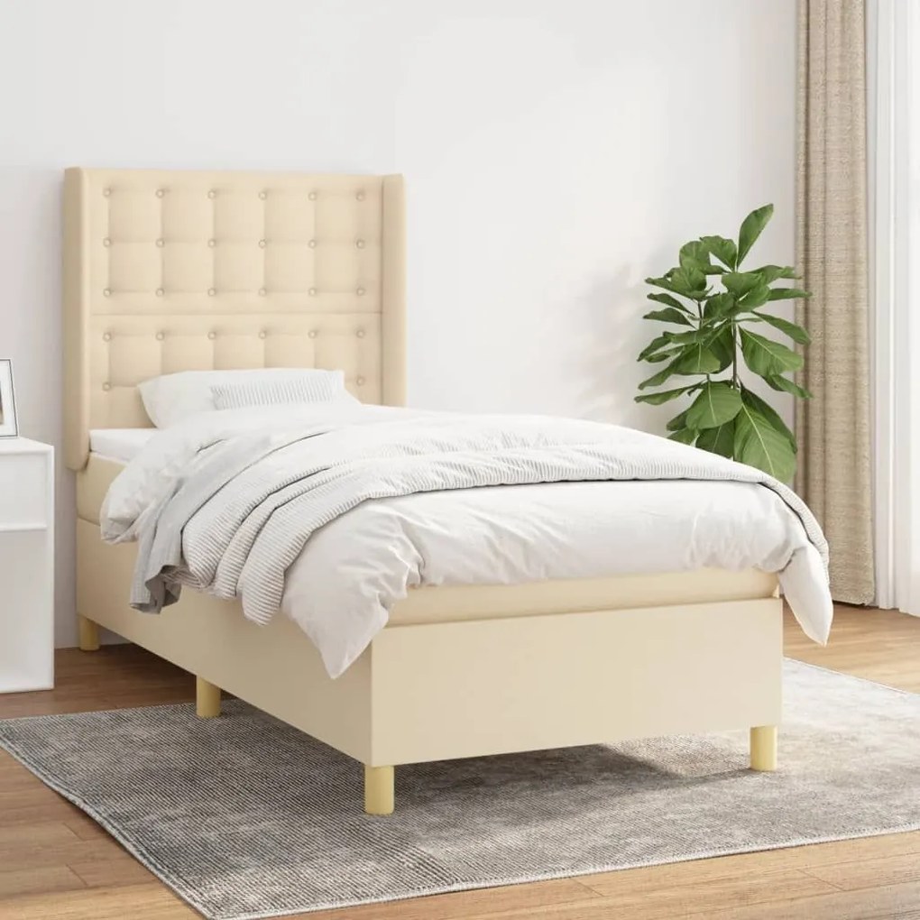 ΚΡΕΒΑΤΙ BOXSPRING ΜΕ ΣΤΡΩΜΑ ΚΡΕΜ 90X200 ΕΚ.ΥΦΑΣΜΑΤΙΝΟ 3132286