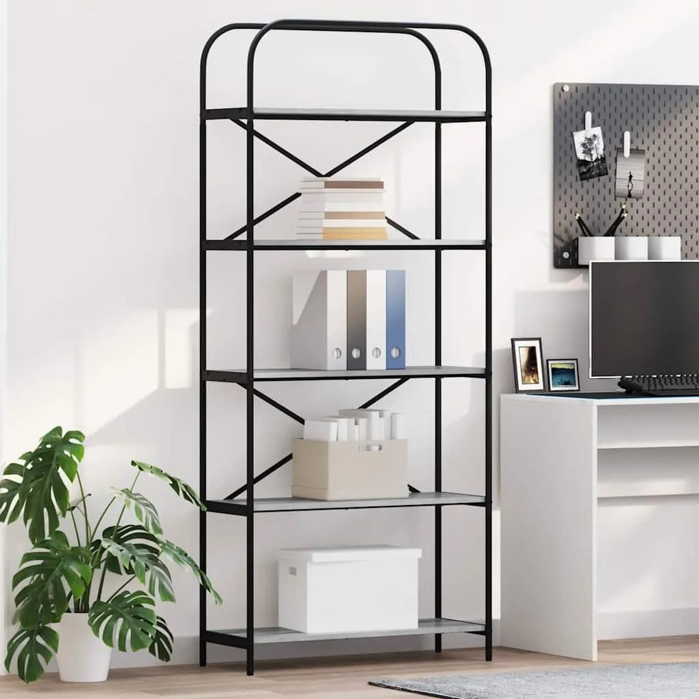 vidaXL Ράφι Βιβλίων Γκρίζο Σονομα 80 x 30 x 183 εκ Επεξεργασμένο ξύλο