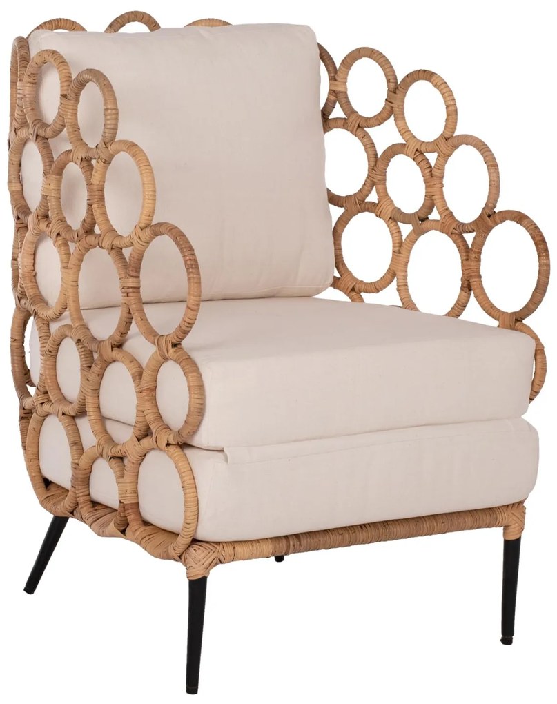 Πολυθρόνα RINGER C9341 Μεταλλική με Φυσικό RAttan 65x69x86Y εκ. 65x69x86 εκ.