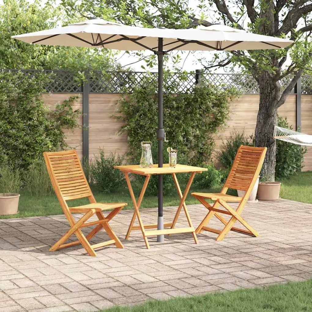 vidaXL Φορητό Σετ Μπιζερί Πτυσσόμενος 3 pcs Καφέ Μασίφ ξύλο ακακίας