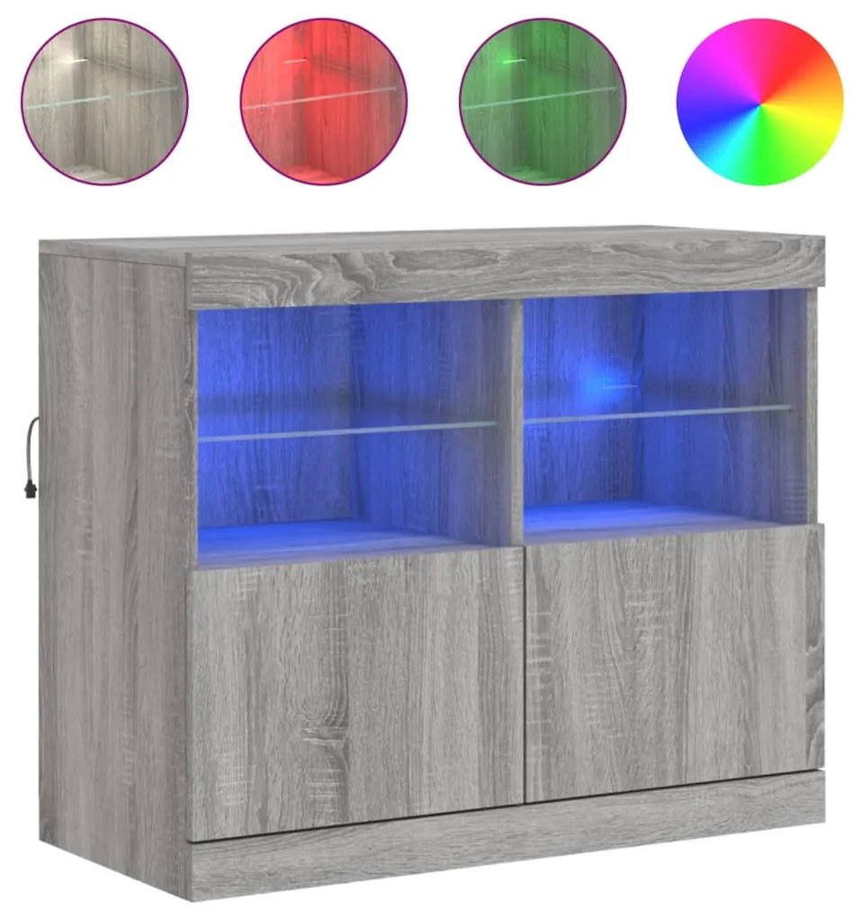 vidaXL Μπουφές με LED Γκρι Sonoma 81 x 37 x 67 εκ.
