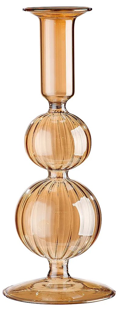 Κηροπήγιο ArteLibre Διάφανο/Μελί Γυαλί 20.5cm-05160050