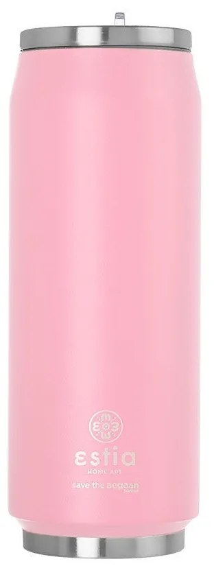 Θερμός με Καλαμάκι 500ml  Travel cup Save the Aegean - Baby Pink ESTIA 01-10317