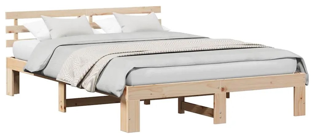 vidaXL Σκελετός Κρεβατιού Καφέ 150 x 200 cm Μασίφ ξύλο πεύκου