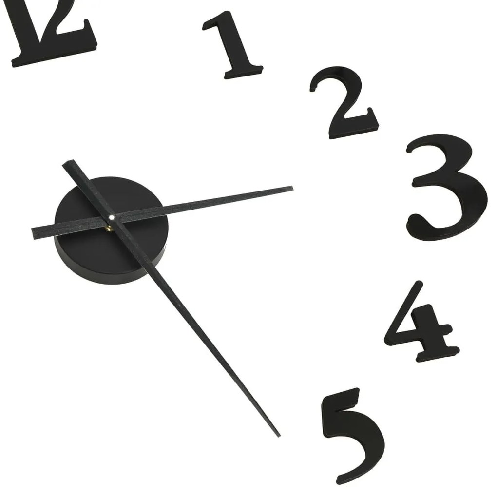 Ρολόι Τοίχου Τρισδιάστατο Μοντέρνο Μαύρο / Λευκό 100 εκ. XXL - Μαύρο