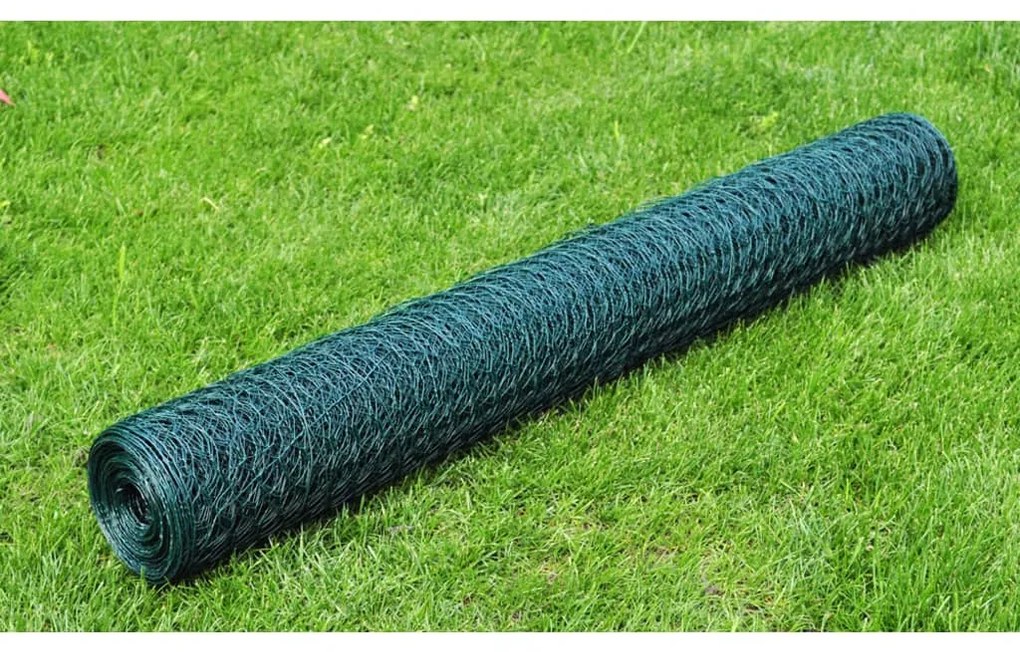 vidaXL Συρματόπλεγμα Κοτετσόσυρμα Πράσινο 25x0,75μ Γαλβανιζέ Επικ. PVC