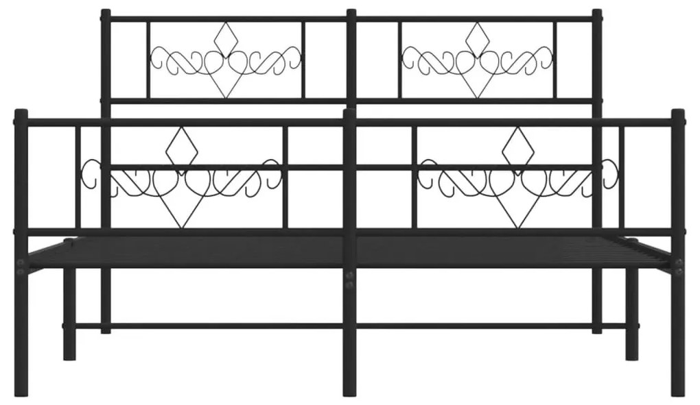 Πλαίσιο Κρεβατιού με Κεφαλάρι&amp;Ποδαρικό Μαύρο 120x190εκ. Μέταλλο - Μαύρο