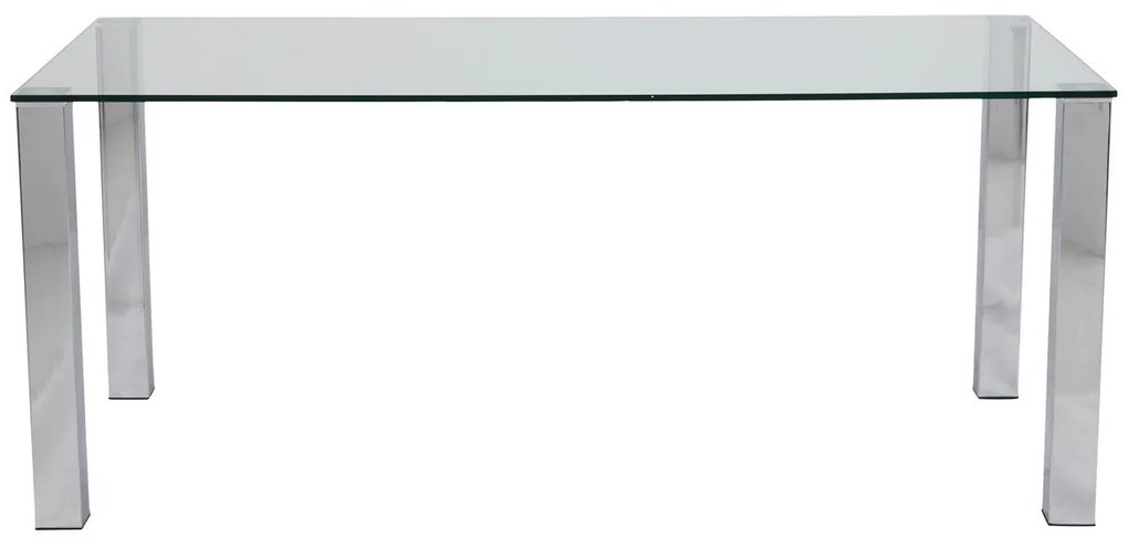 Τραπέζι Oakland 151, Ασημί, 75x90x180cm, Επεξεργασμένο γυαλί, Μέταλλο