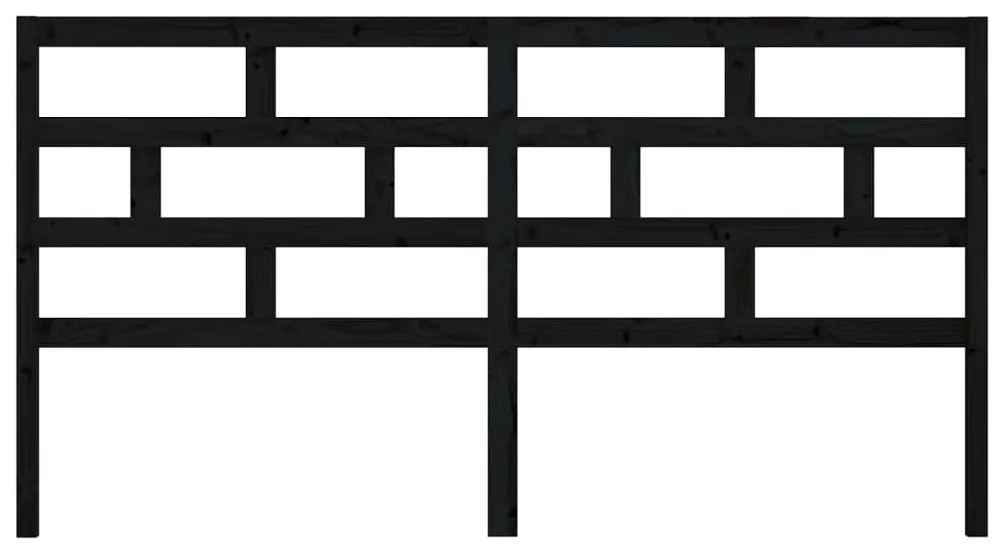 vidaXL Κεφαλάρι κρεβατιού Μαύρο 206x4x100 εκ. από Μασίφ Ξύλο Πεύκου