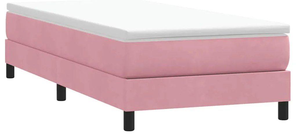 vidaXL Box Spring κρεβάτι με στρώμα ροζ 80x210 εκ. Βελούδινο