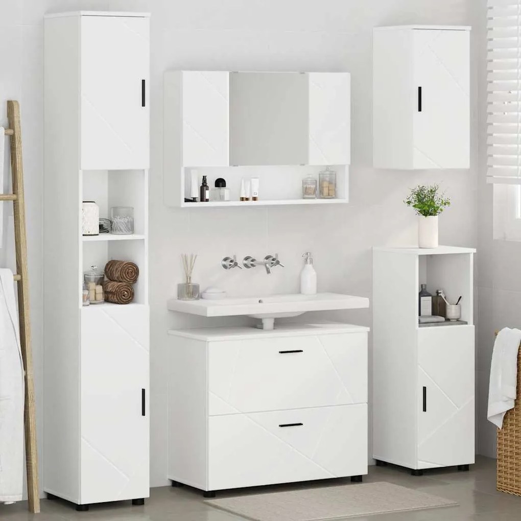 vidaXL Σετ Επίπλων Μπάνιου με συρτάρι 5 pcs Λευκό 30 x 35 x 192 εκ.