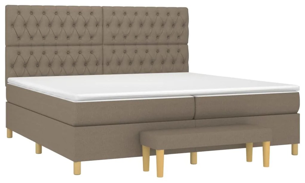 Κρεβάτι Boxspring με Στρώμα Taupe 200x200 εκ. Υφασμάτινο - Μπεζ-Γκρι