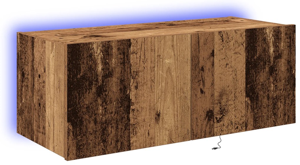 vidaXL Ντουλάπι τοίχου TV με φώτα LED παλιού ξύλου 80x35x31 εκ.