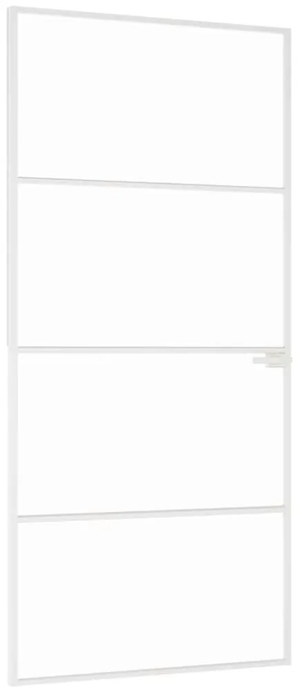 vidaXL Εσωτερική Πόρτα Λευκή 93x201,5 εκ. Ψημένο Γυαλί&amp;Λεπτό Αλουμίνιο