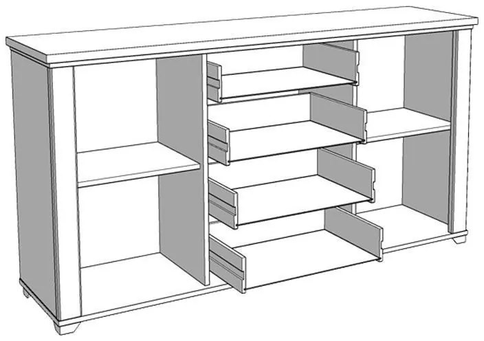 Κομότα - Μπουφές Valencia 3K4F Λευκό - Artisan Oak 161x41x85,5 εκ. 161x41x85.5 εκ.