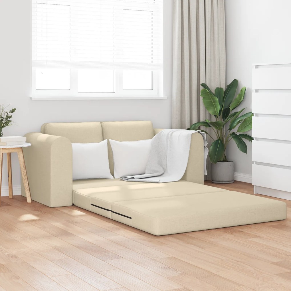 vidaXL Καναπές Κρεβάτι 2 σε 1 Κρεμ 148x71x83 εκ Υφασμάτινος