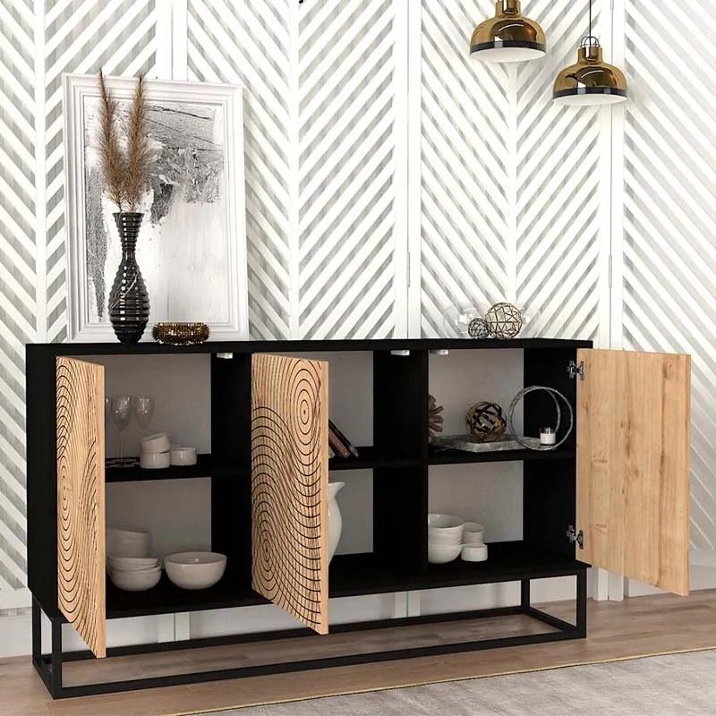 ΜΠΟΥΦΕΣ THEMIS MEGAPAP ΧΡΩΜΑ ΜΑΥΡΟ - SAPPHIRE OAK 150X35X83,6ΕΚ.