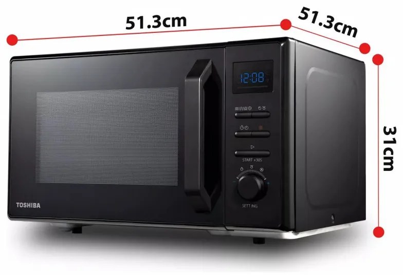 Φούρνος μικροκυμάτων 4in1 Toshiba MW2-AC25TBK, 25 l, 950W, Grill 1100W, Convection 2100W, Κεραμική επίστρωση, Μαύρο