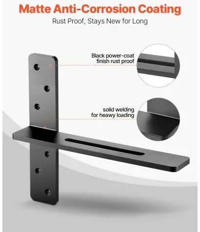 VEVOR 2 Pcs Shelf Brackets 14 inch / 355.6 mm Heavy Duty Floating Shelf Brackets