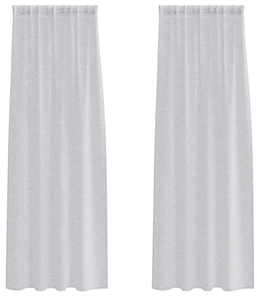 vidaXL Κουρτίνες με κουρτίνες 2 pcs Ανοιχτό γκρι 140x175cm Πολυεστέρας
