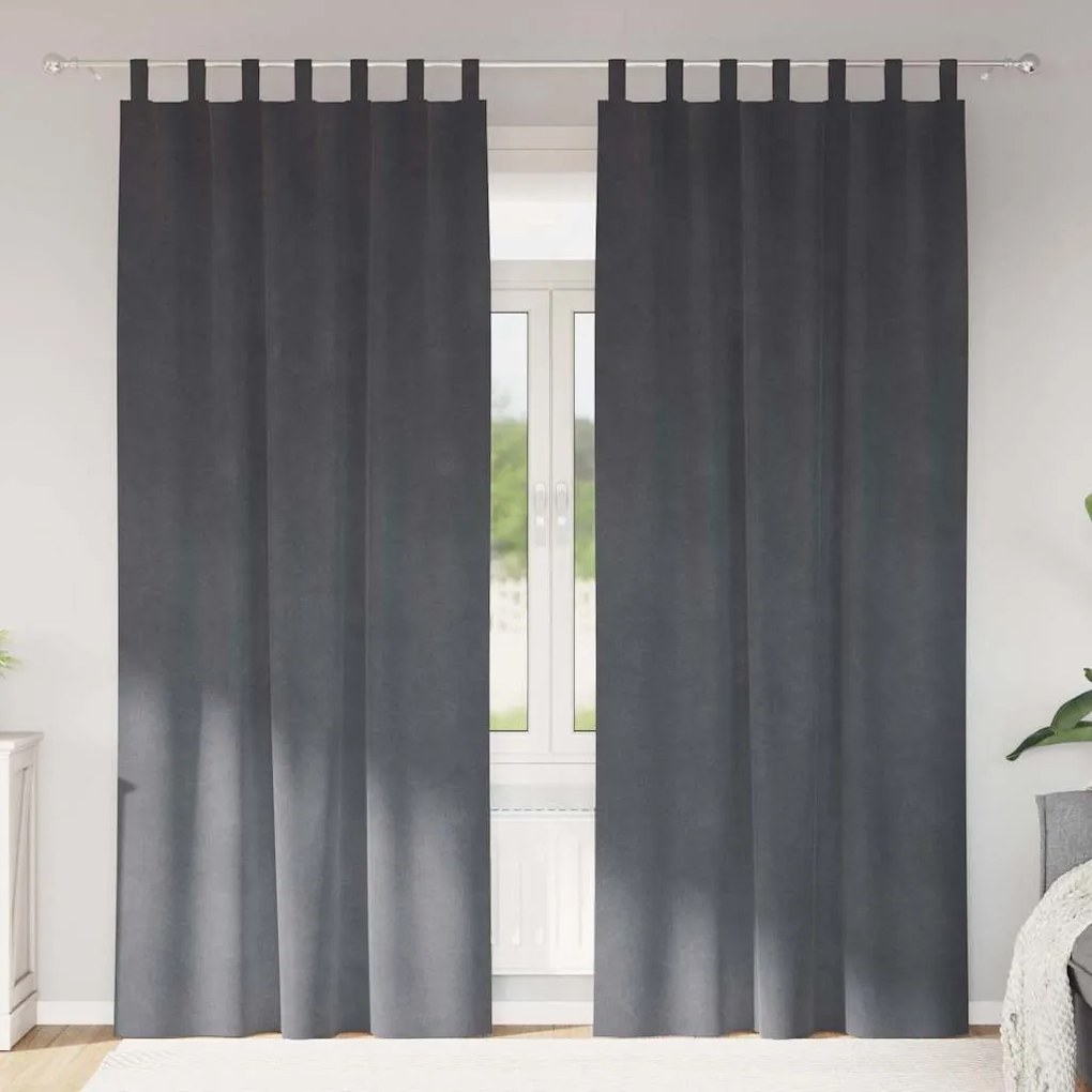 vidaXL Κουρτίνες με κουρτίνες 2 pcs Ανοιχτό γκρι 140 x 225 cm Βελούδο