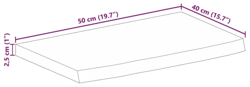 Επιφάνεια Τραπεζιού 50x40x2,5 εκ. Live Edge Μασίφ Ξύλο Μάνγκο - Καφέ