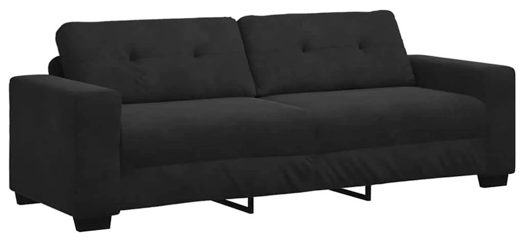 vidaXL Σετ Καναπέ με μαξιλάρι 3 pcs Μαύρο 221 x 78 x 80 εκ Βελούδο