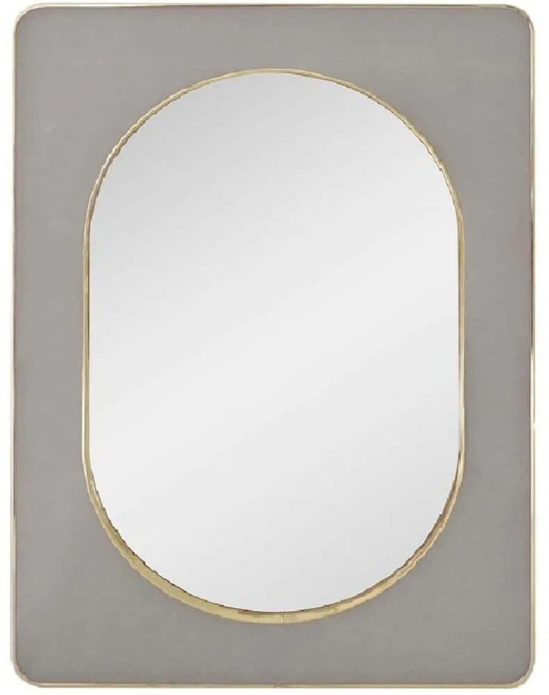 Καθρέπτης Τοίχου Βελούδινος ECO602 50x2x70,8cm Grey-Gold Espiel Γυαλί,Βελούδο