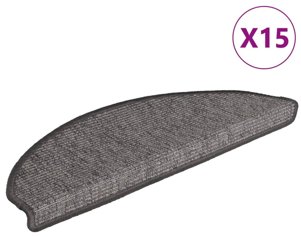vidaXL Πατάκια Σκαλιών 15 τεμ. Μεγάλα Μπεζ και Γκρι Ημίστρογγυλά 65x21x4 εκ.