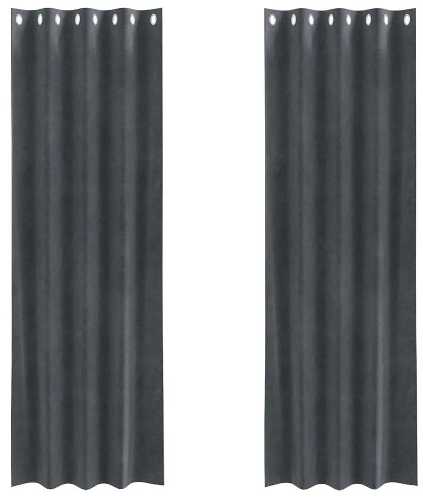 vidaXL Κουρτίνες με κουρτίνες 2 pcs Ανοιχτό γκρι 140 x 225 cm Βελούδο