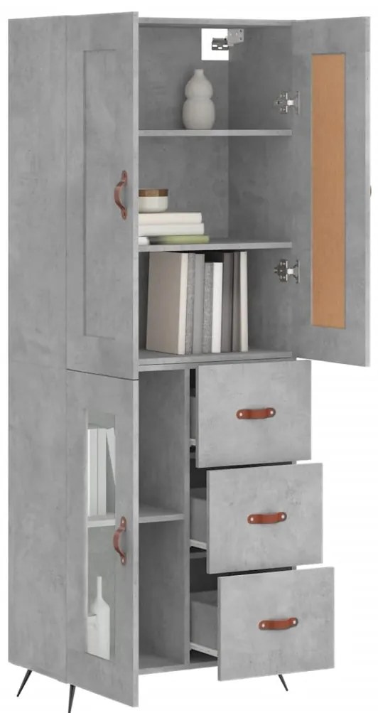 vidaXL Ντουλάπι Γκρι Σκυροδέματος 69,5x34x180 εκ. Επεξεργασμένο Ξύλο