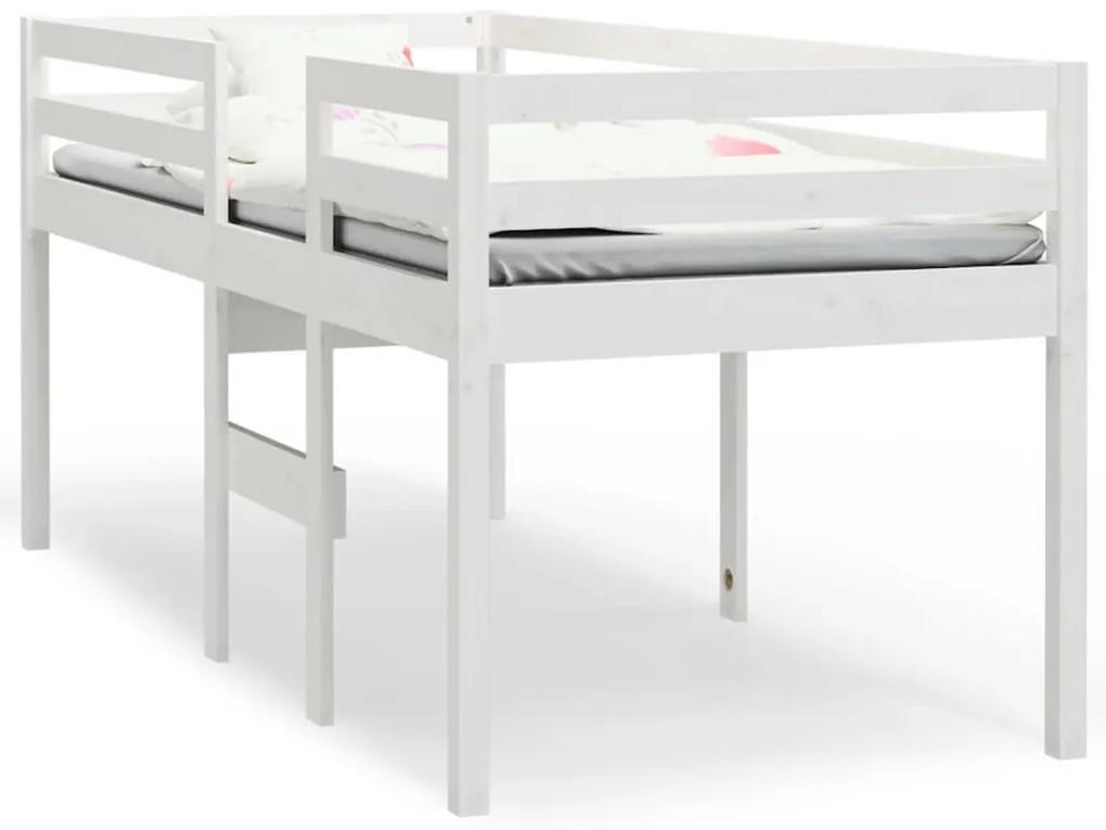 Κρεβάτι Υπερυψωμένο Λευκό 80 x 200 εκ. από Μασίφ Ξύλο Πεύκου - Λευκό