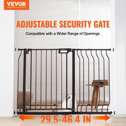 VEVOR Baby Gate, 29.5&quot;-48.4&quot; Extra Wide, 30&quot; High, Dog Gate for Stairs Doorways and House, Easy Step Walk Thru Auto Close Child Gate Pet Security Gate with Pressure Mount Kit and Wall Mount Kit, Black