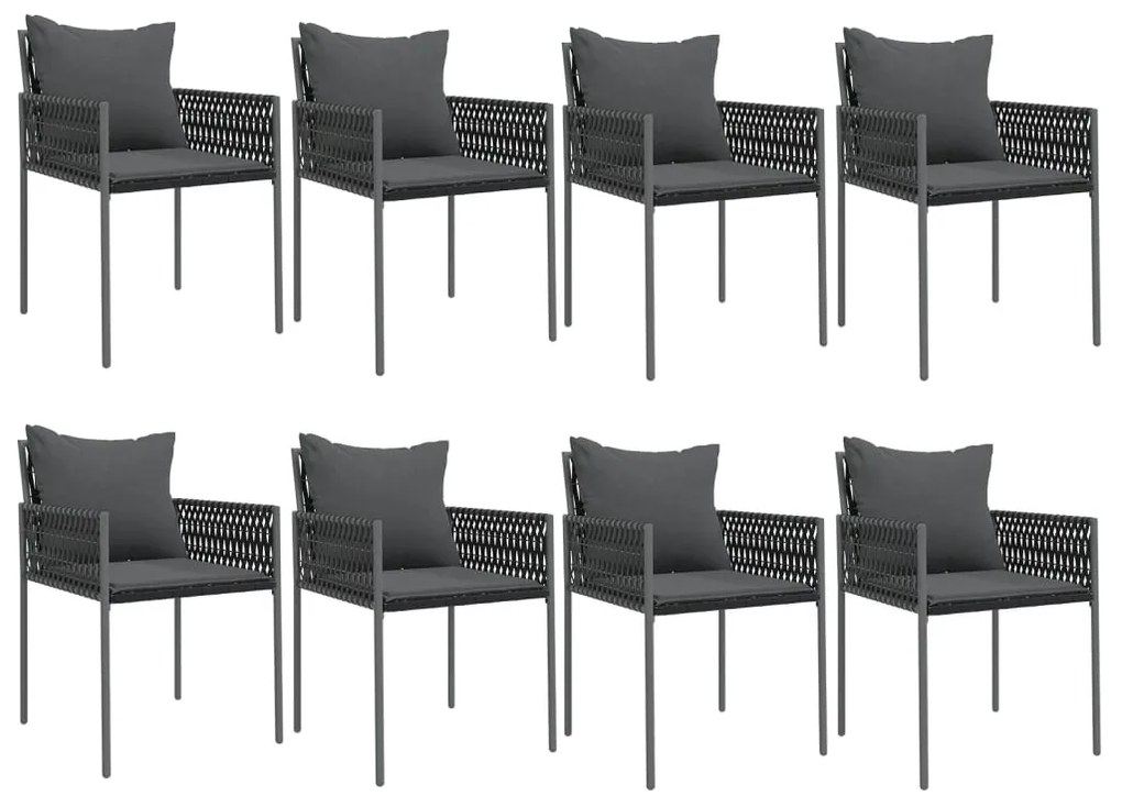 vidaXL Σετ Τραπεζαρίας Κήπου 9 τεμ. Συνθ. Ρατάν / Ατσάλι με Μαξιλάρια