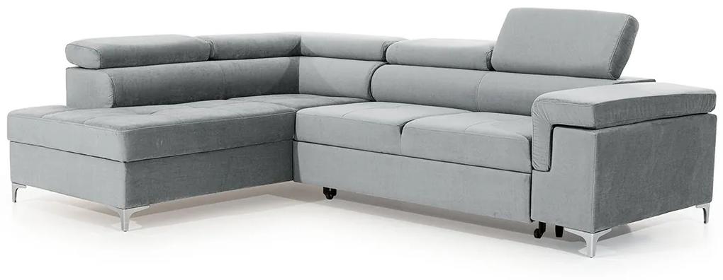 Γωνιακός καναπές κρεβάτι Trego, με αποθηκευτικό χώρο, Γκρί ανοιχτό 274x98x202cm-Αριστερή πλευρά-BOG5895