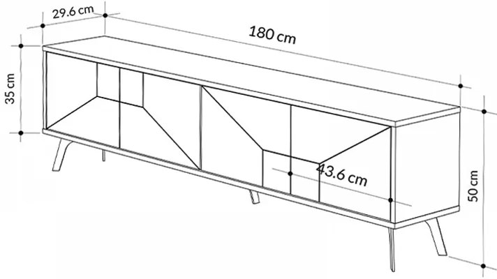 Έπιπλο τηλεόρασης Dune Megapap χρώμα λευκό αντικέ 180x29,6x50εκ.