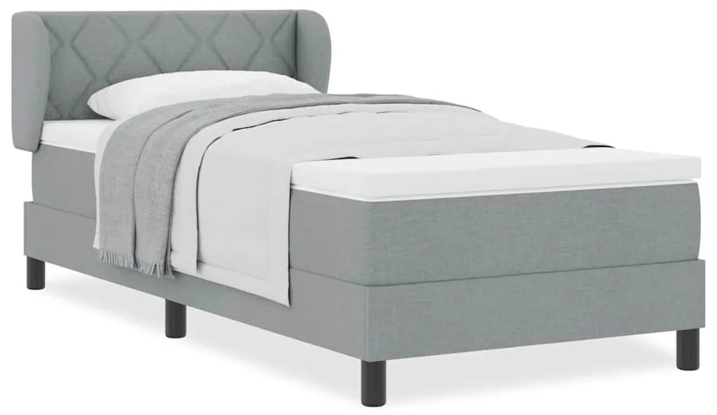 vidaXL Κρεβάτι box spring με στρώμα Ανοιχτό γκρι 90 x 200 cm ύφασμα