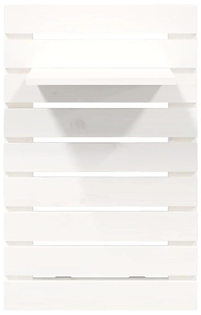 Ράφια Κομοδίνου Επιτοίχια 2 τεμ. Λευκά από Μασίφ Ξύλο Πεύκου - Λευκό