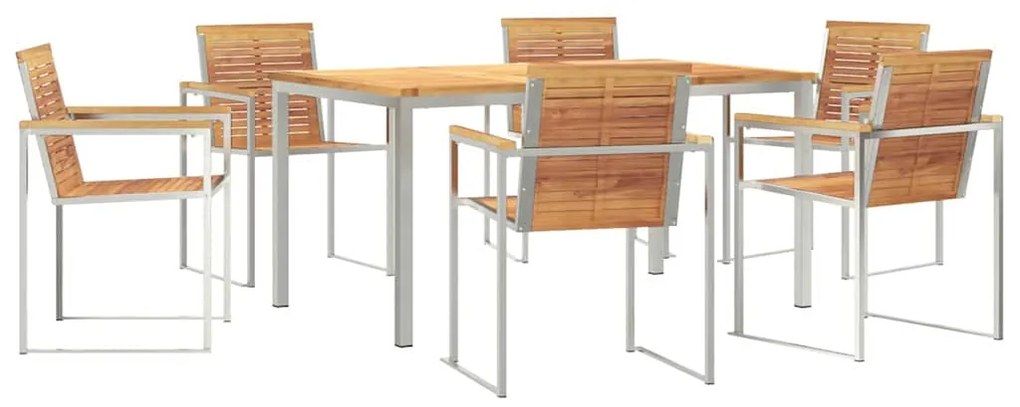 vidaXL Σέτ φαγητού για κήπο 7 pcs Συμπαγές Ξύλο Τικ