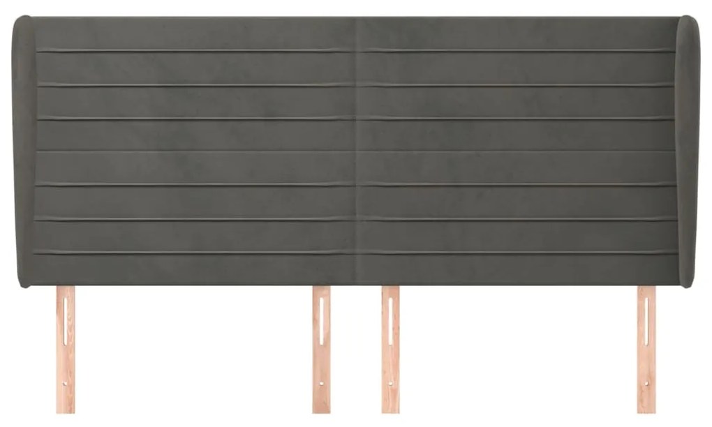 Κεφαλάρι με Πτερύγια Σκούρο Γκρι 163x23x118/128 εκ. Βελούδινο 3118151