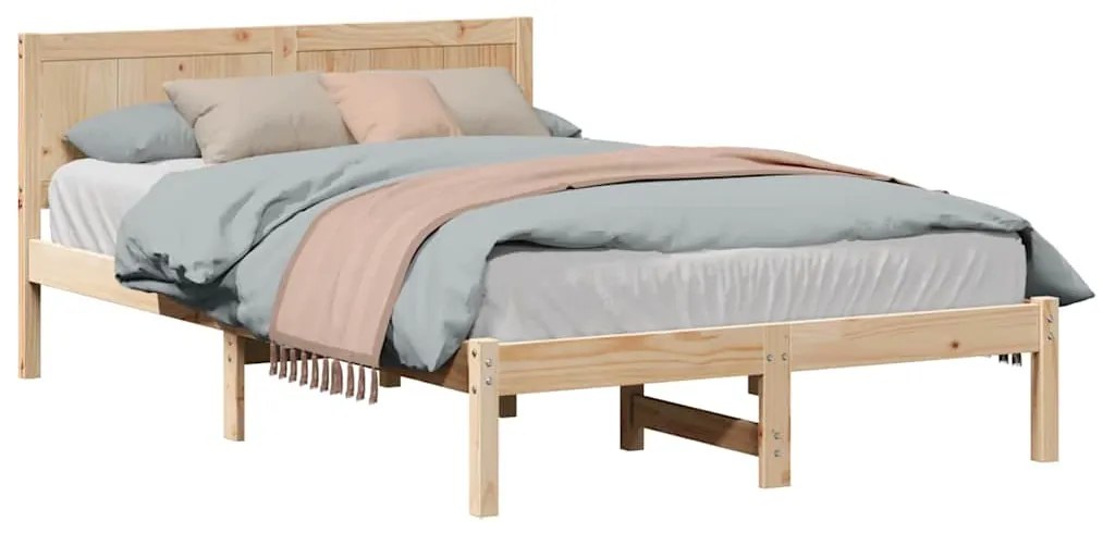 vidaXL Σκελετός Κρεβατιού Καφέ 140 x 190 cm Μασίφ ξύλο πεύκου
