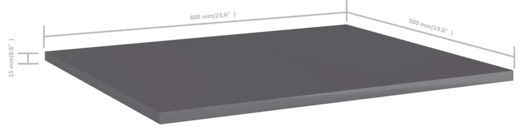 vidaXL Ράφια Βιβλιοθήκης 8 τεμ. Γυαλ. Γκρι 60x50x1,5 εκ. Επεξ. Ξύλο