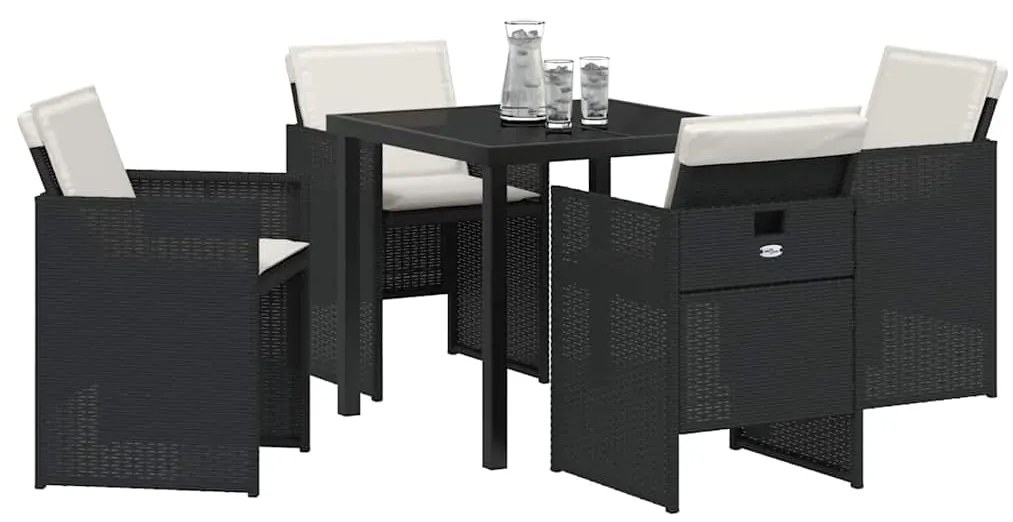 vidaXL Σέτ φαγητού για κήπο 5 pcs Μαύρο συνθετικό ρατάν