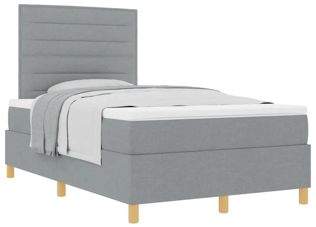 vidaXL Κρεβάτι με ελατήρια Ανοιχτό γκρι 120 x 200 cm ύφασμα