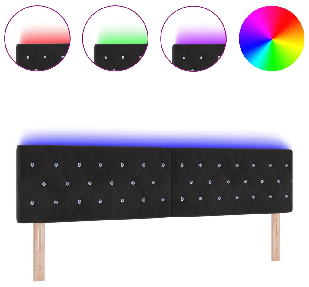 vidaXL LED Κεφαλάρι με Κρύσταλλο Ταφταρισμένο Μαύρο 90 εκ Βελούδο